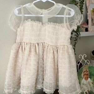 Noralee Ivory Dot Swiss Dress - Sheer Puff Sleeves